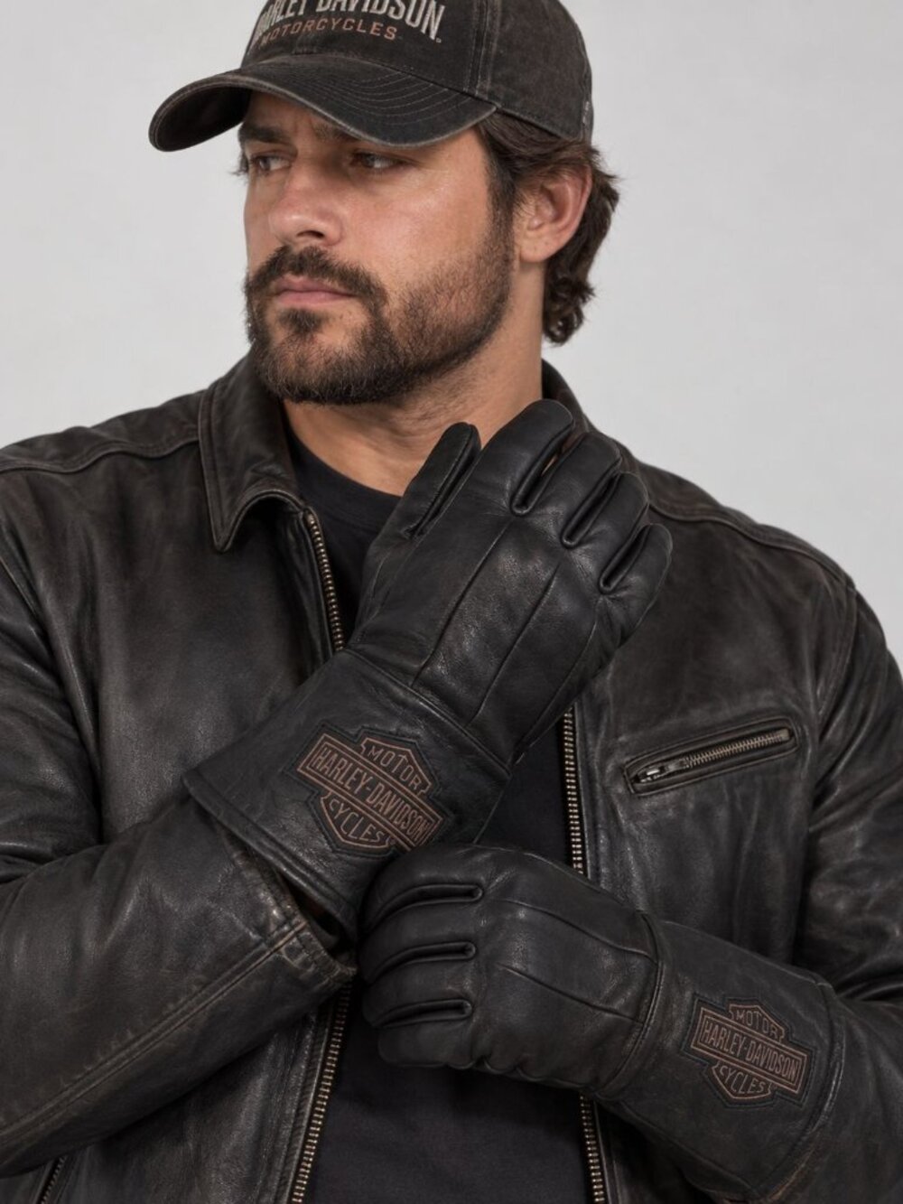 Harley-Davidson Leather Motorcycle Gloves Men’s XL Black Gauntlet Biker Moto